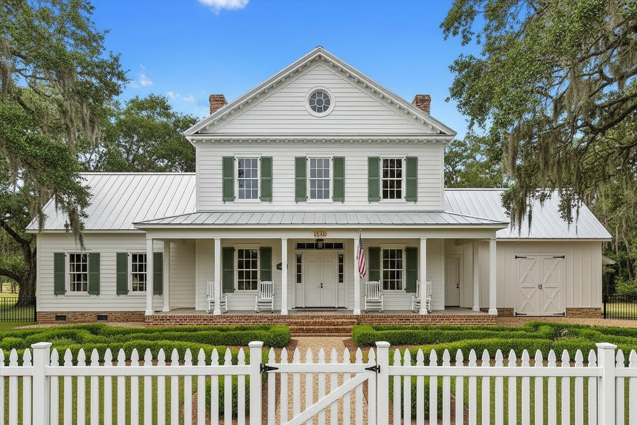1840 Greek Revival Plantation Cottage, luxury split-screen